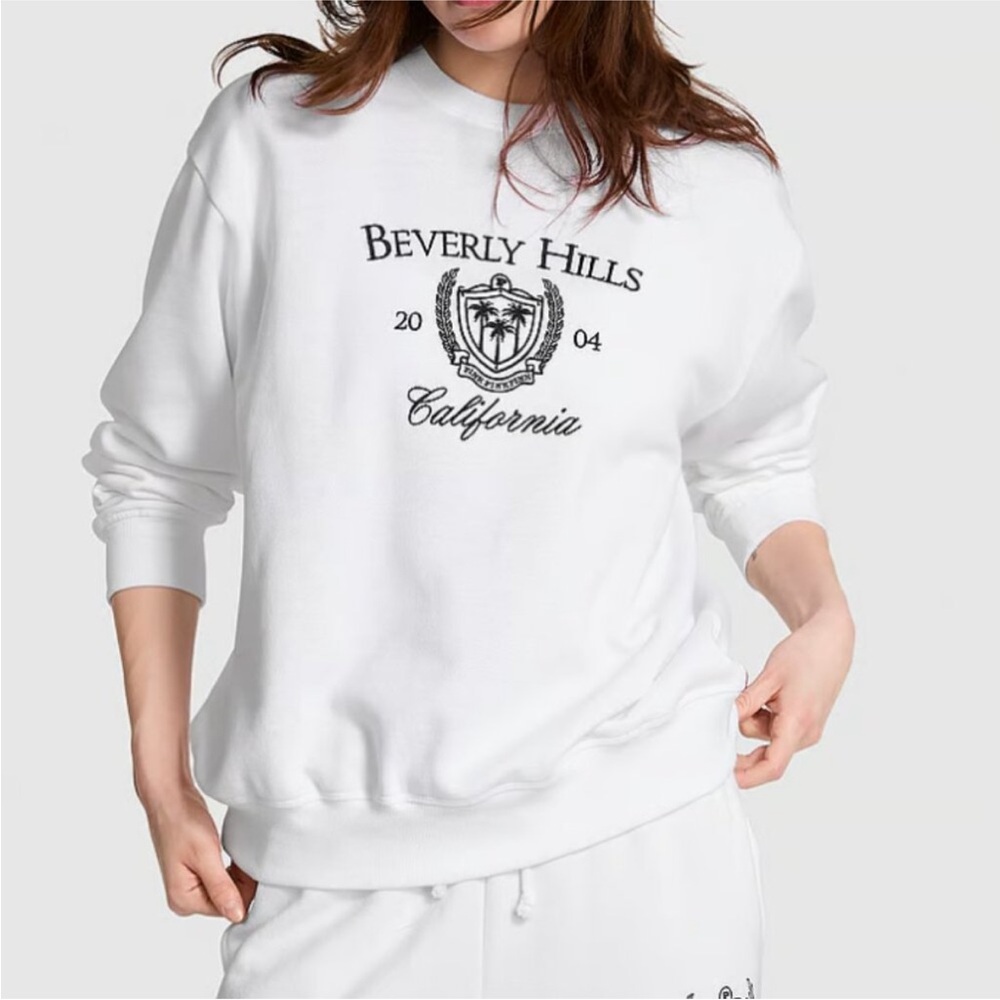 VS PINK Pullover Ivy Sweatshirt Optic White XXL NEW